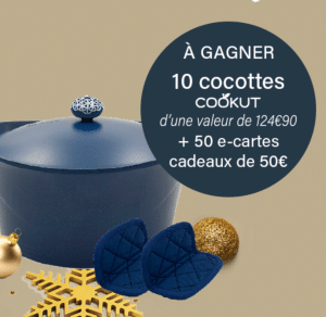 Découvrez le bon plan du jour: [10] x 124€ cocottes en fonte + cartes cadeaux