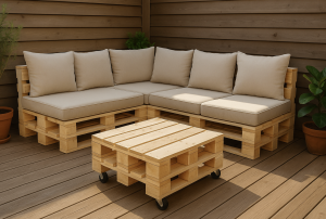 Construire un banc d’angle pour terrasse ou jardin avec palettes et bois traité