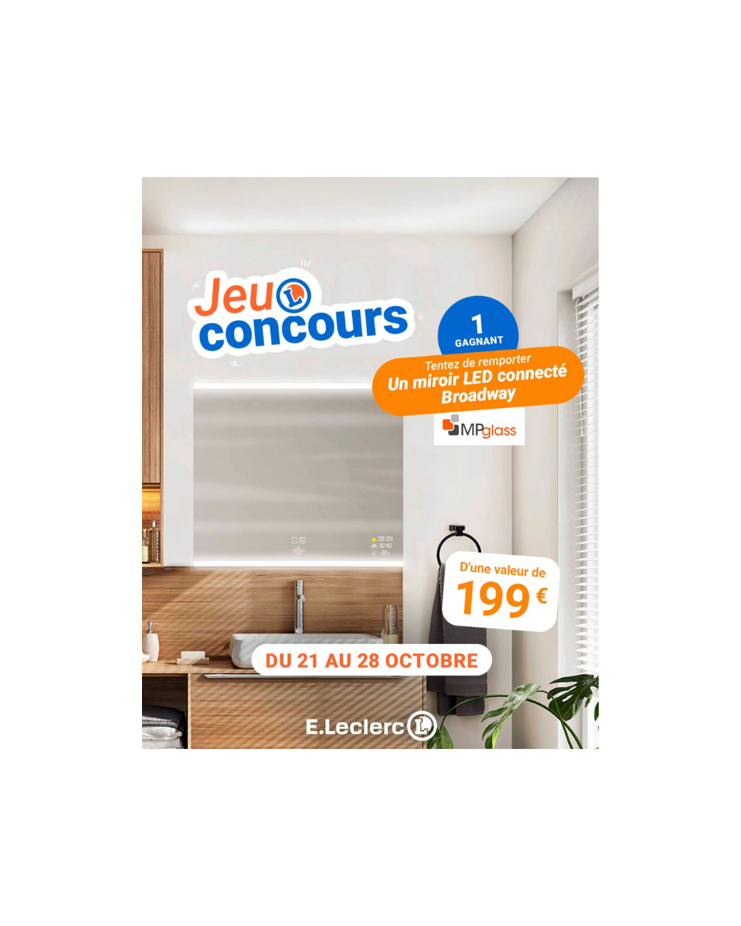 Transformez votre déco avec un miroir à LED connecté offert par Leclerc Maison !